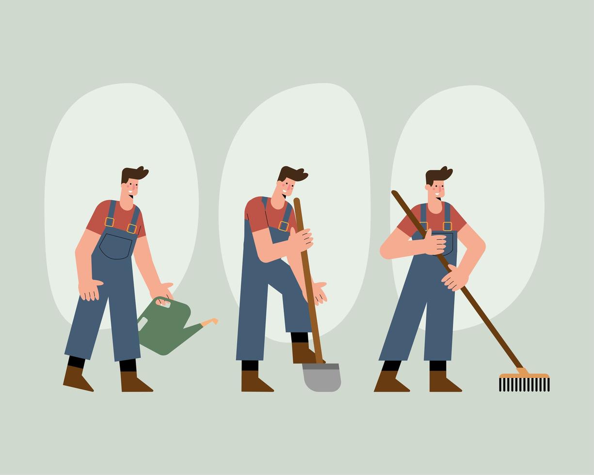 male gardeners characters vector