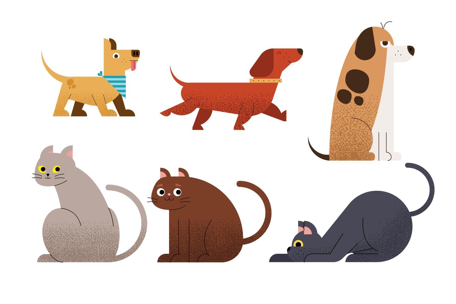 six pets icons vector