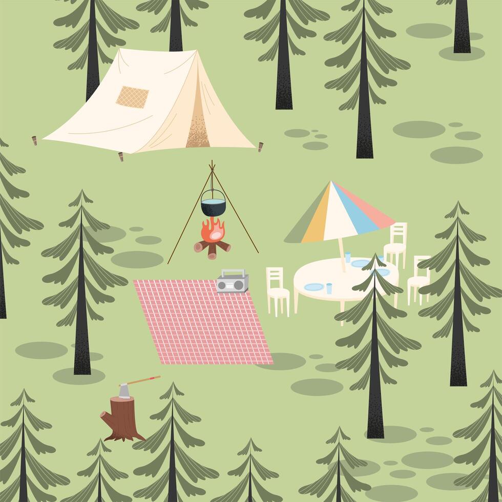 camping adventure scene vector