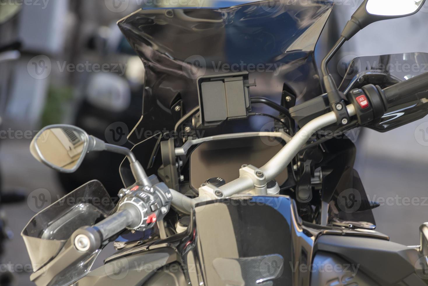 details of a parked touring motorcycle photo