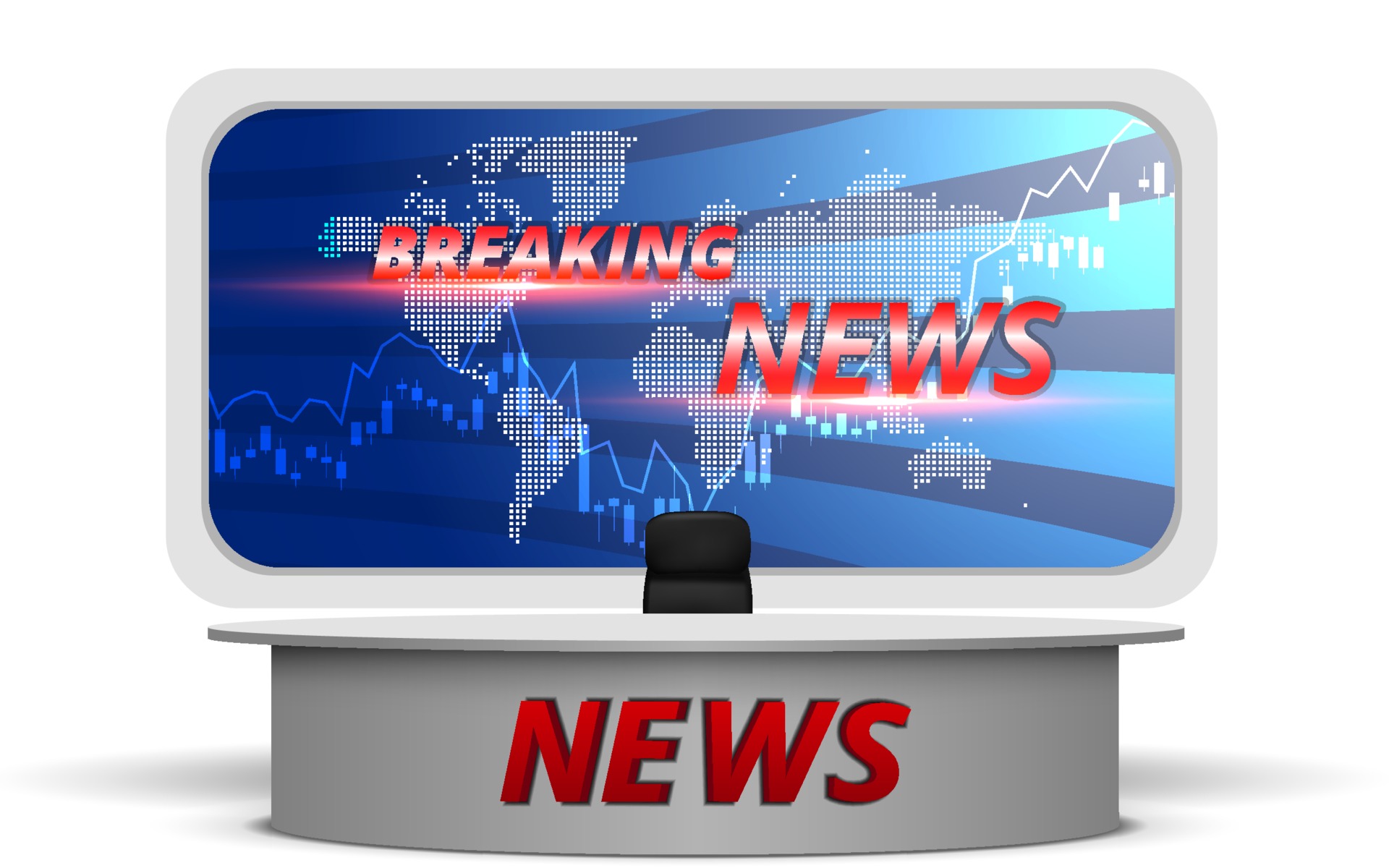 White Table With Breaking News On Led Screen Background In The News Studio Room Vector Art At Vecteezy