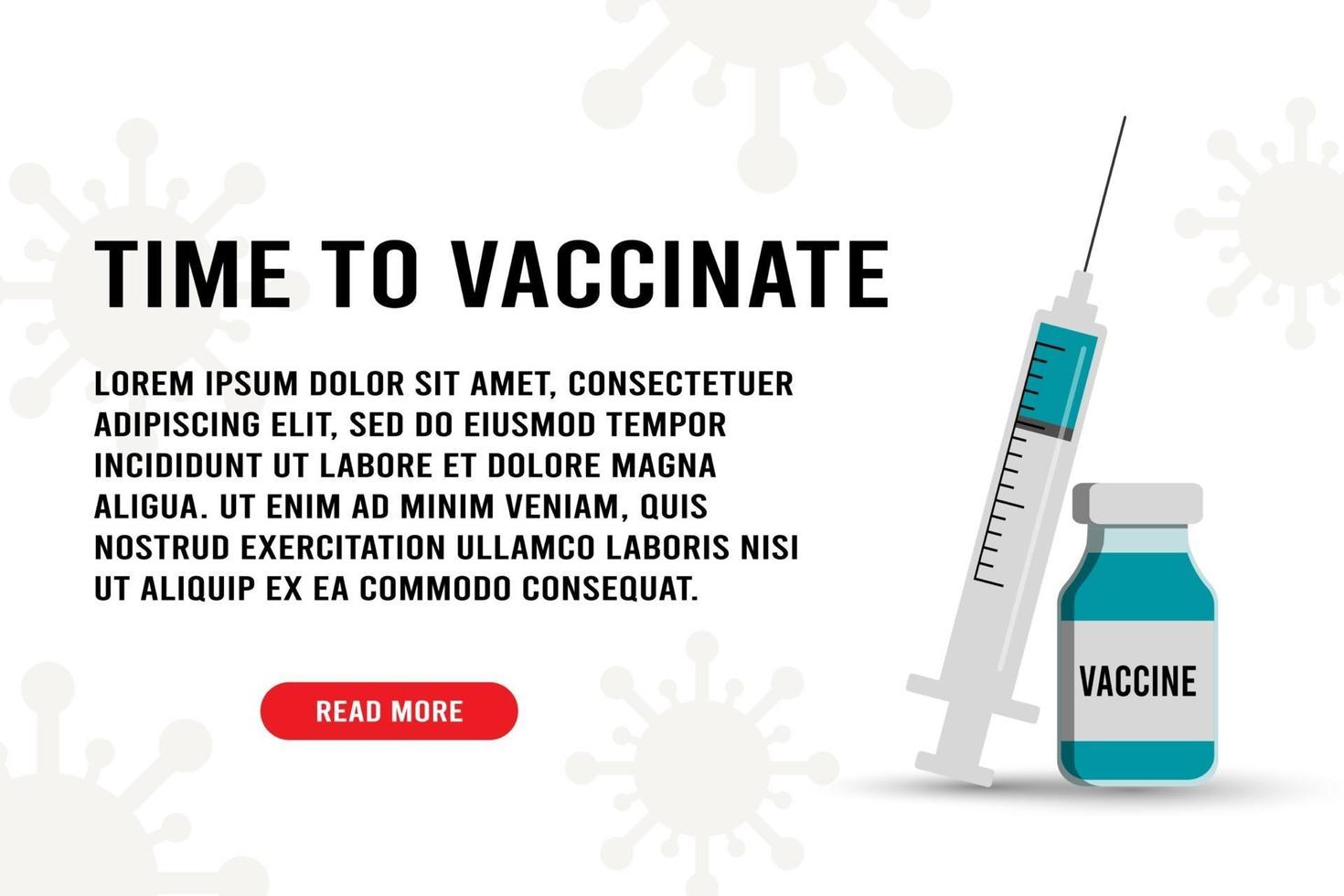 Time to vaccinate banner Syringe with a needle and medicinal tablets vector