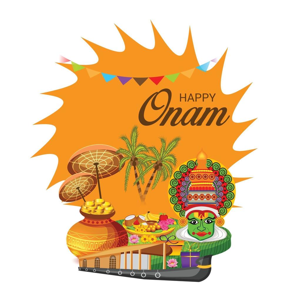 Ilustración vectorial de un fondo de celebración para happy onam vector