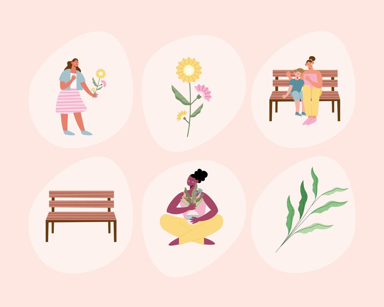 three moms icons vector