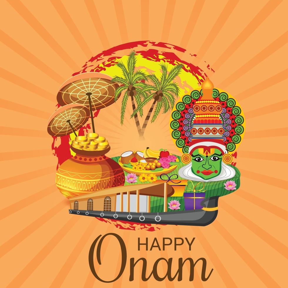 Ilustración vectorial de un fondo de celebración para happy onam vector