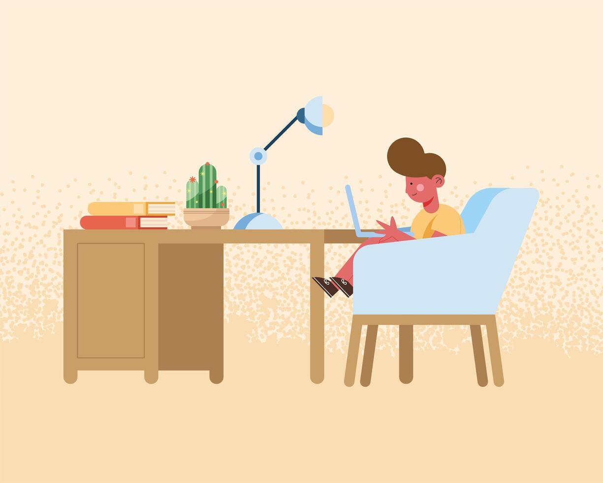 boy studing scene vector