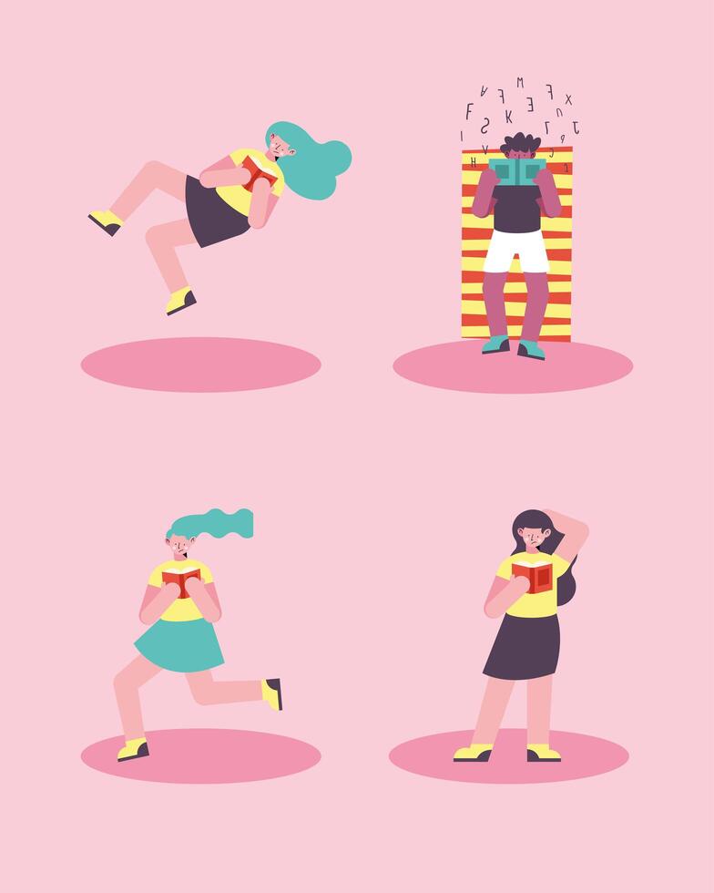 four persons suffering dyslexia vector