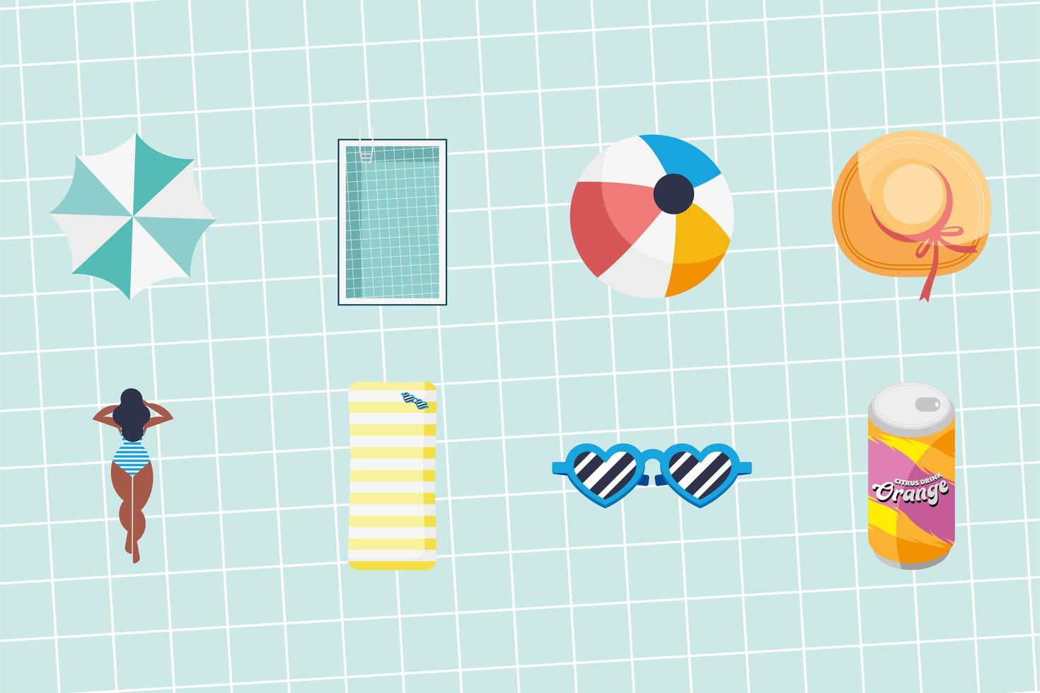 eight summer vacations icons vector