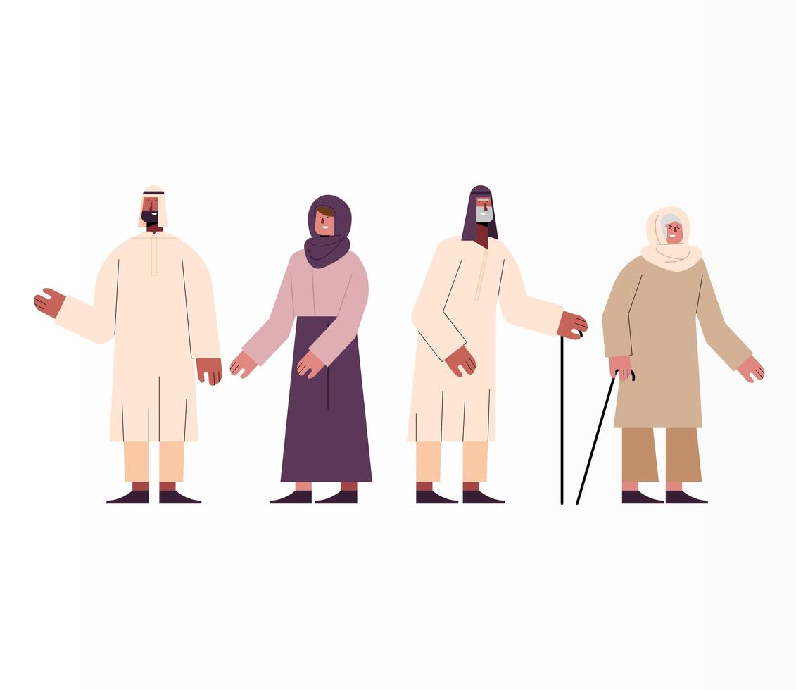 four muslim persons vector