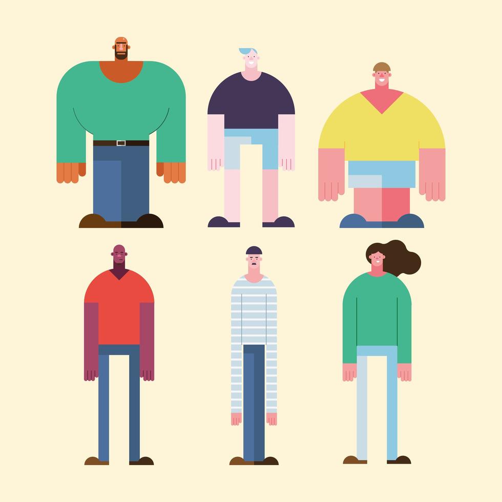 six diversity people vector