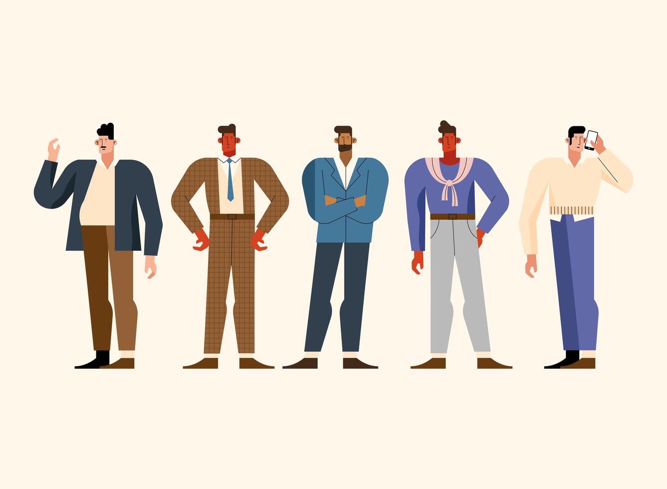 five businessmen characters vector