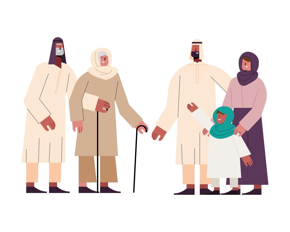 grupo de familia musulmana vector
