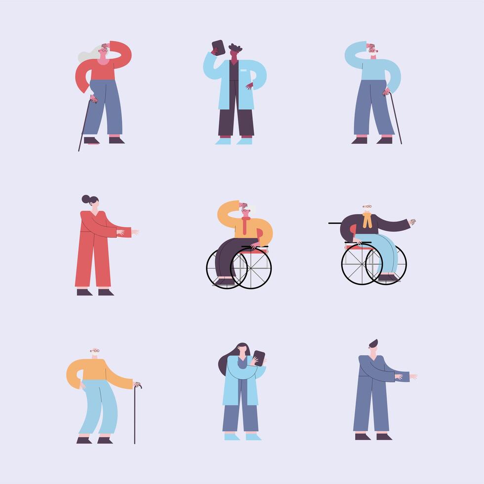 nine alzheimer persons vector