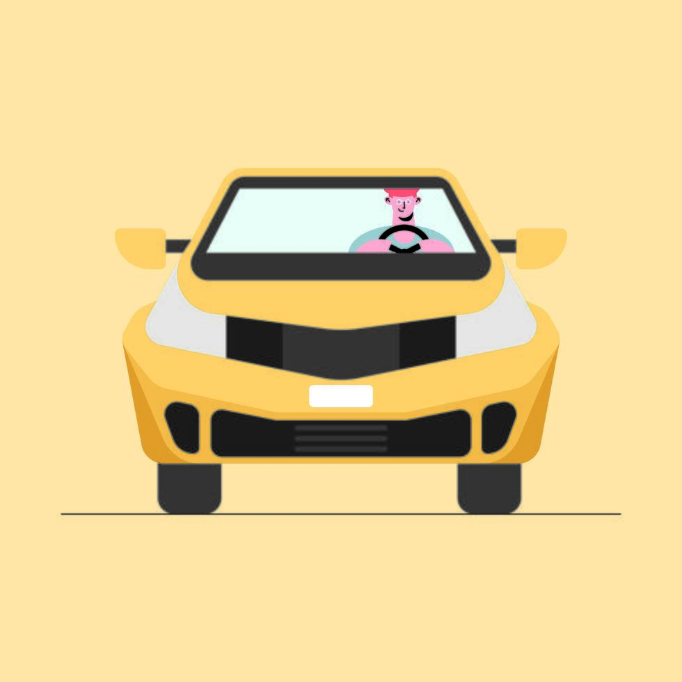 man driving yellow car vector