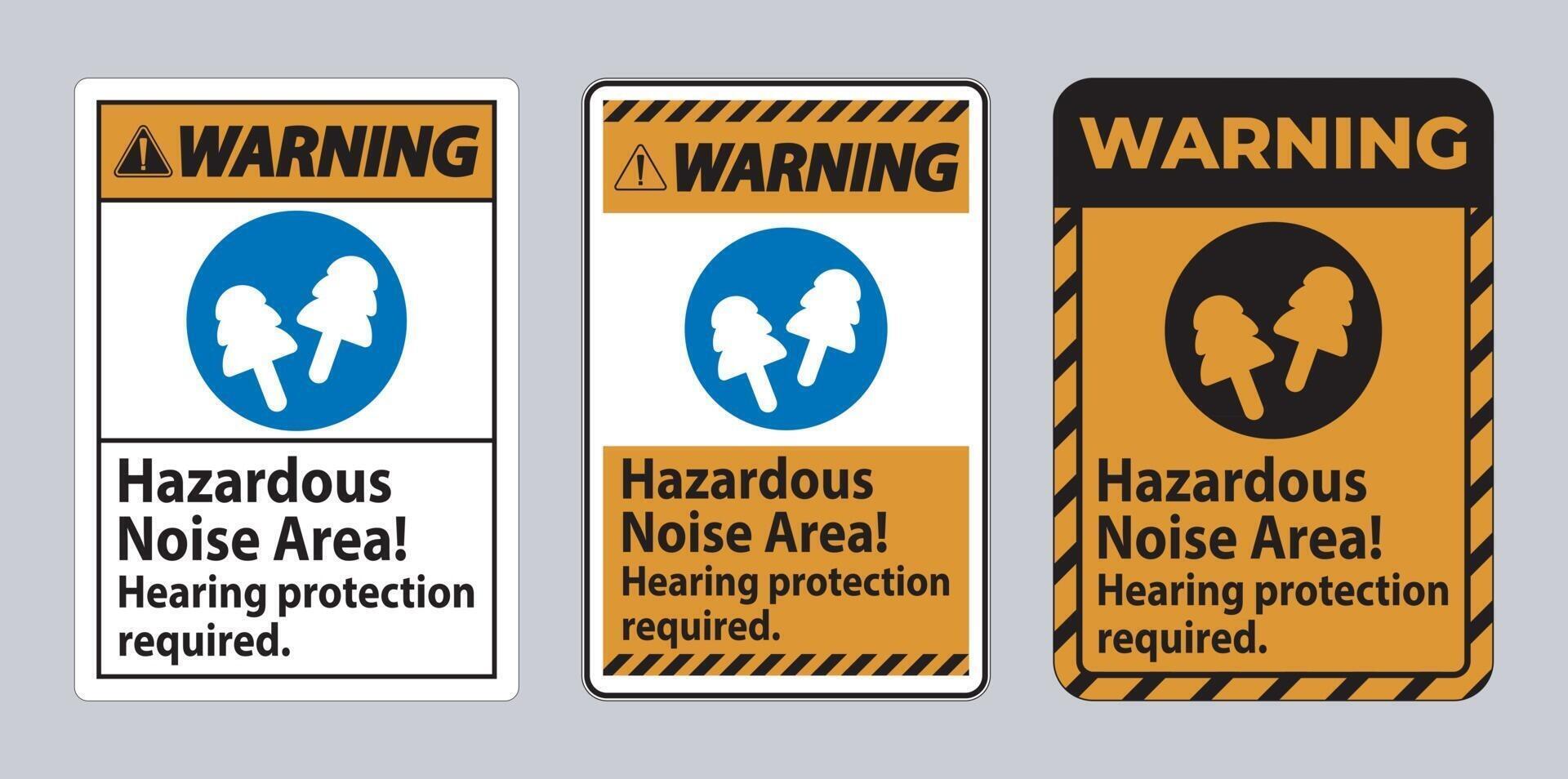 Warning Sign Hazardous Noise Area Hearing Protection Required vector