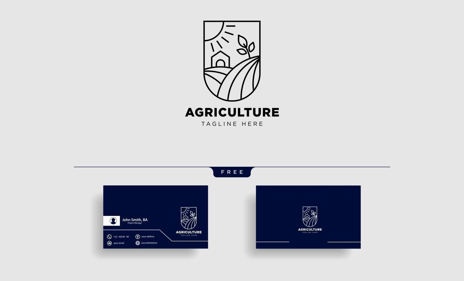 agriculture eco nature green line art logo template icon element isolated vector