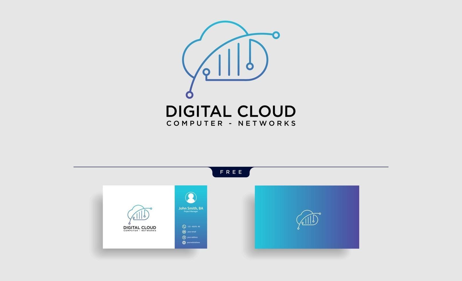 cloud digital technology line logo template vector illustration icon element isolated  vector