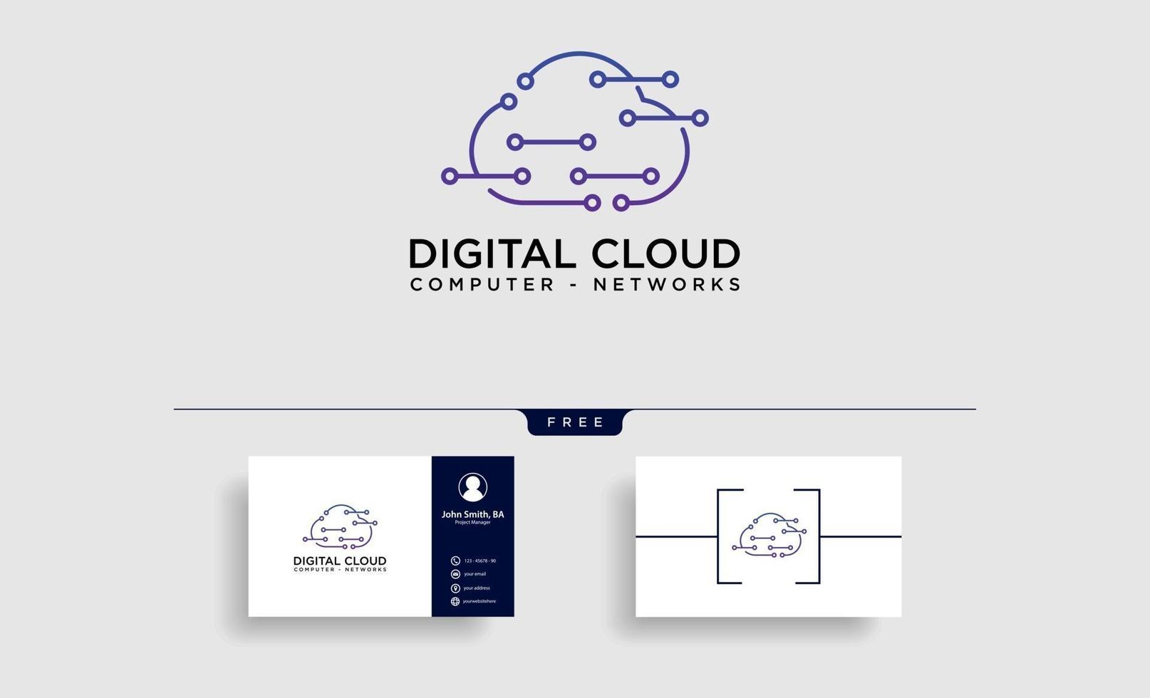 cloud digital technology line logo template vector illustration icon element isolated  vector
