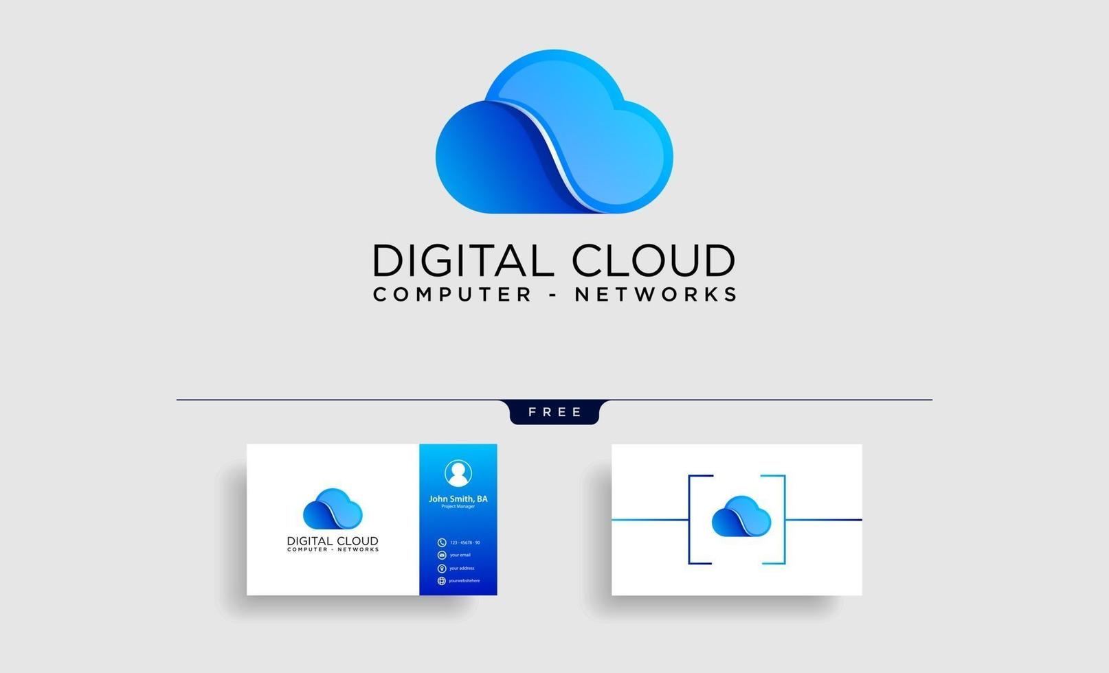 cloud digital technology line logo template vector illustration icon element isolated  vector