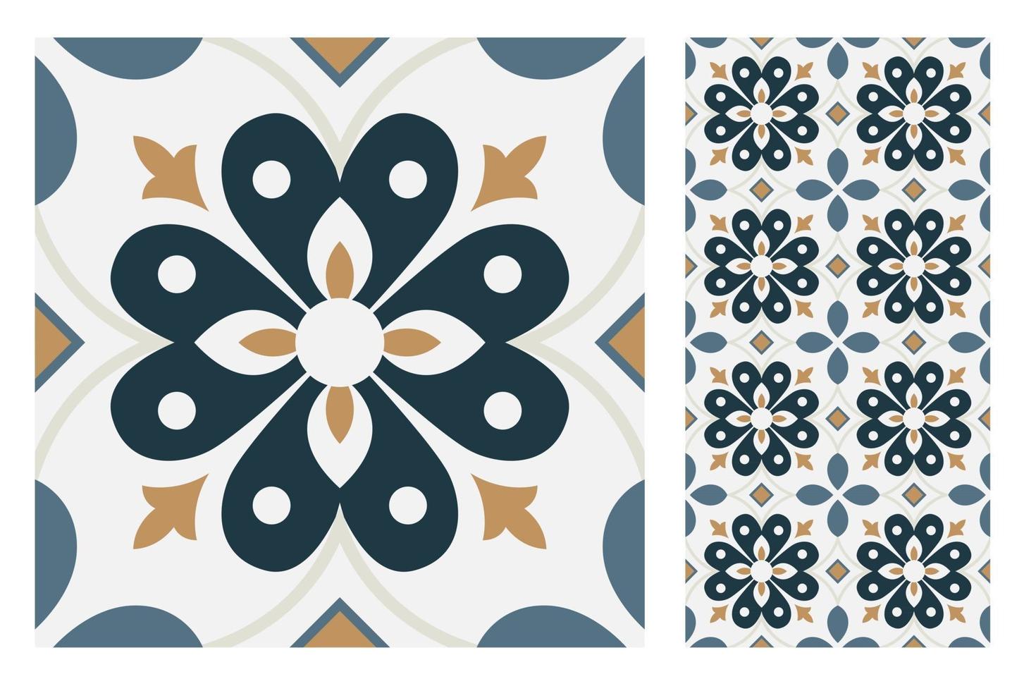 vintage tiles patterns antique seamless vector