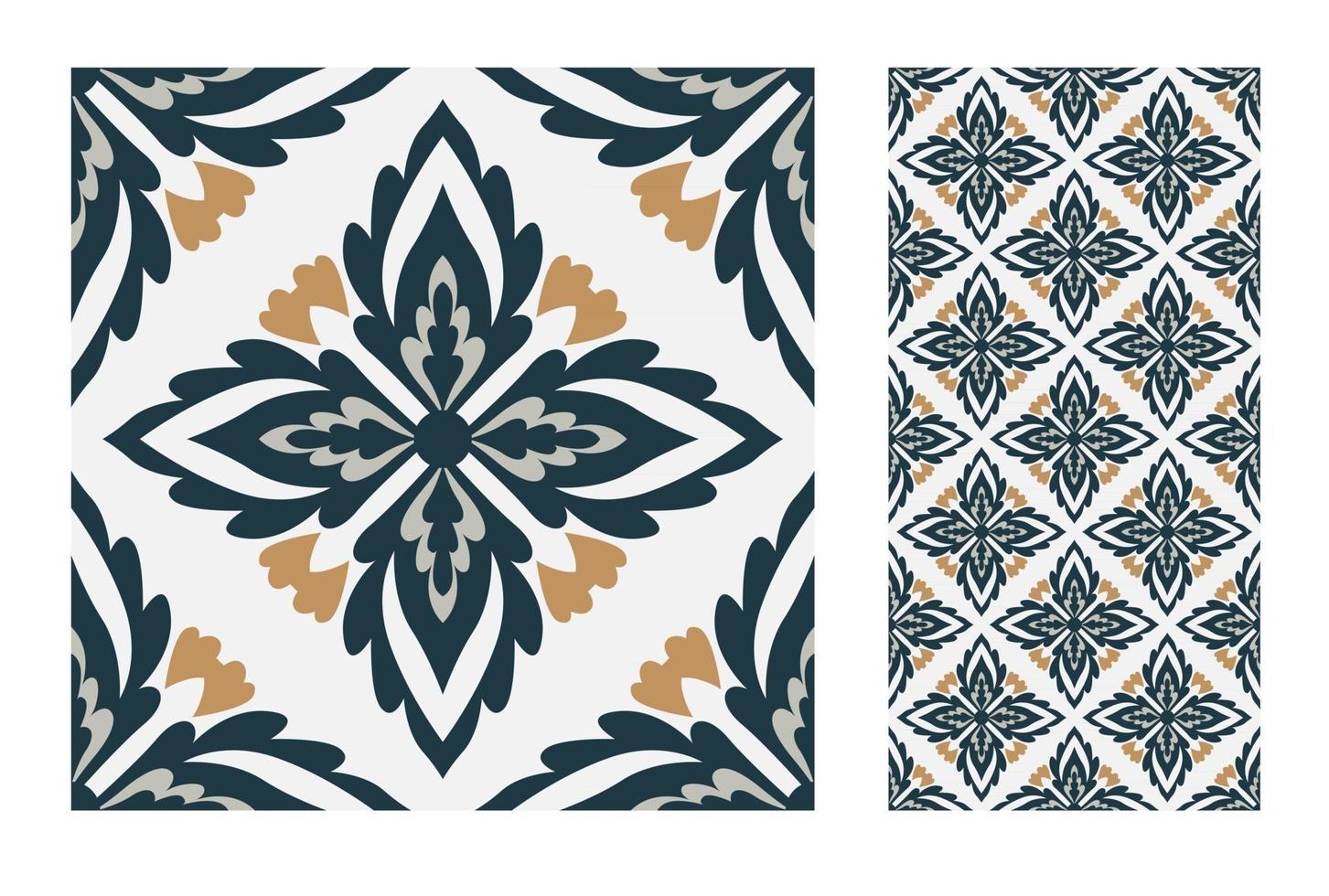 vintage tiles patterns antique seamless vector