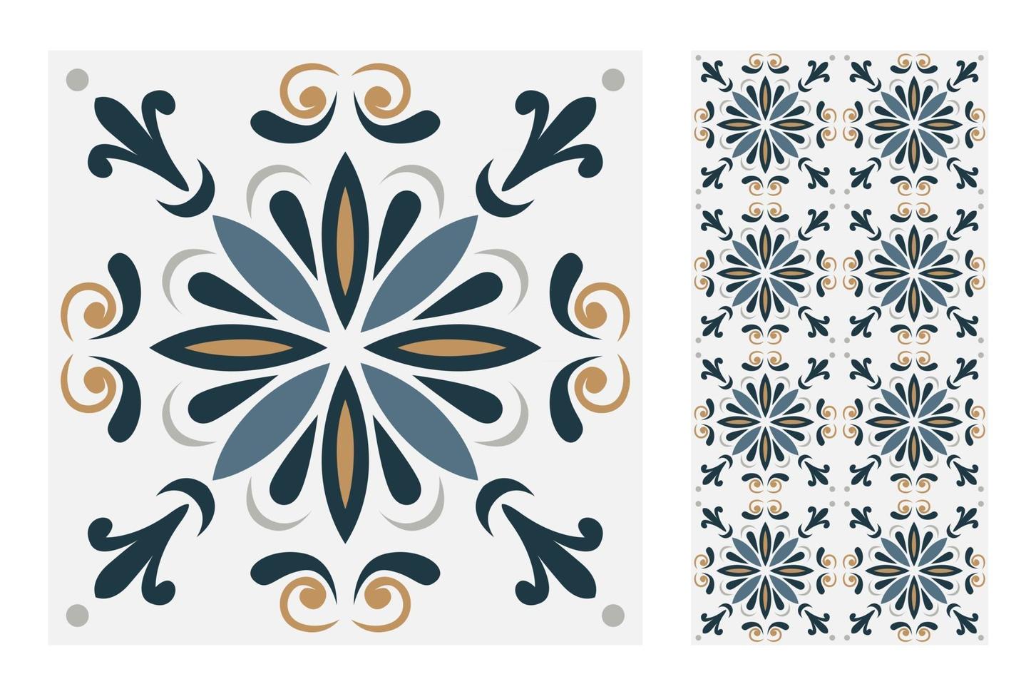 vintage tiles patterns antique seamless vector