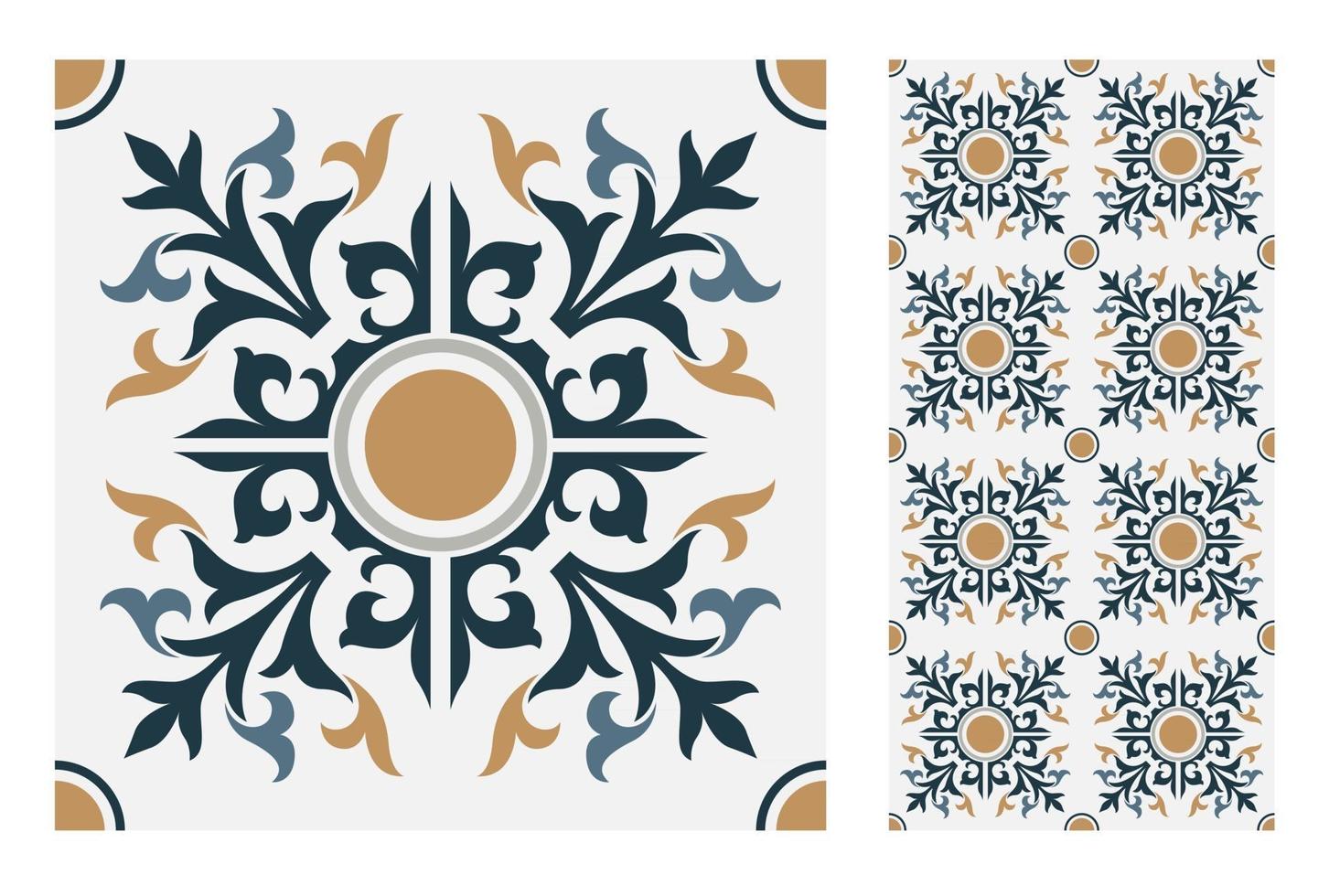 vintage tiles patterns antique seamless vector