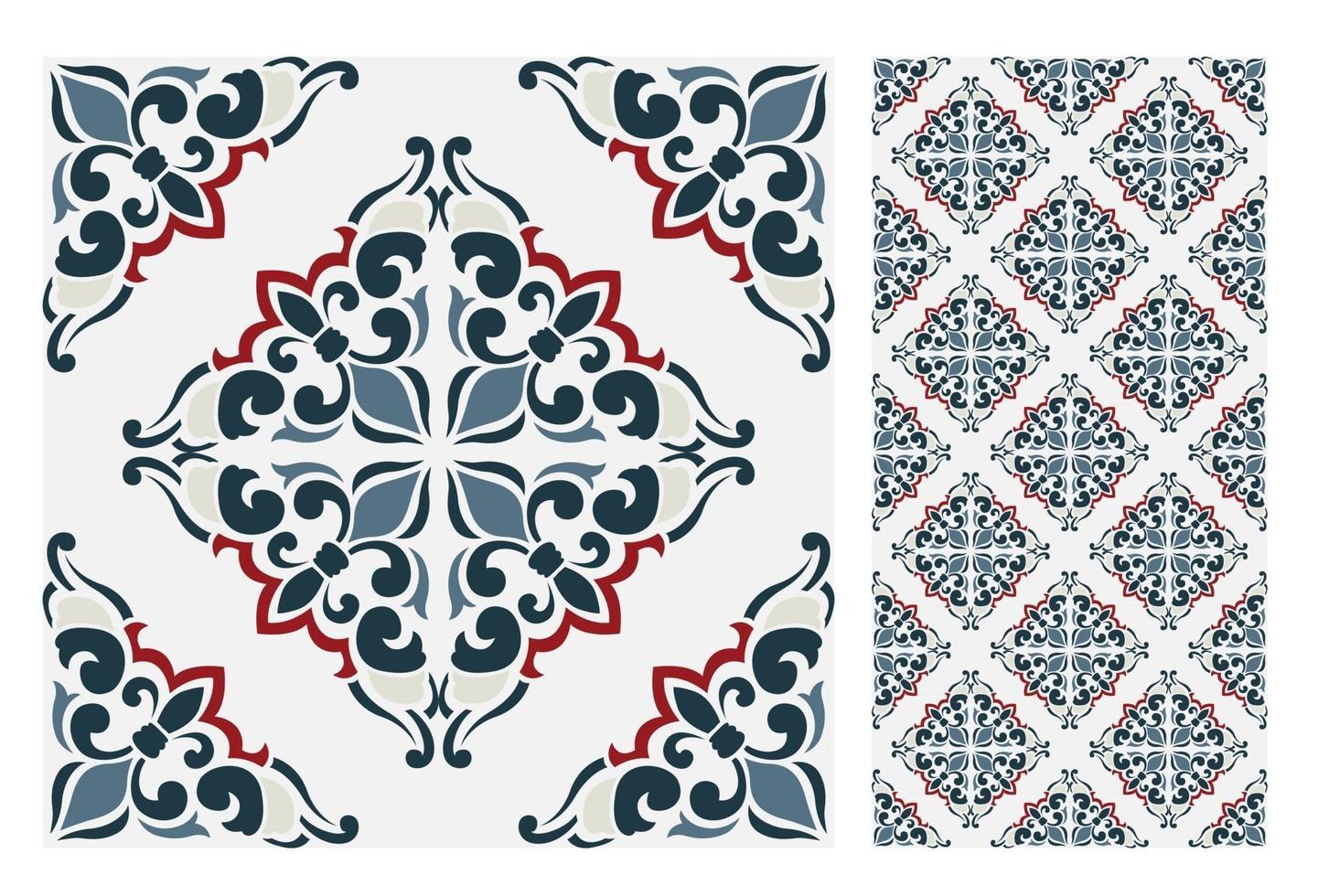 vintage tiles patterns antique seamless design vector