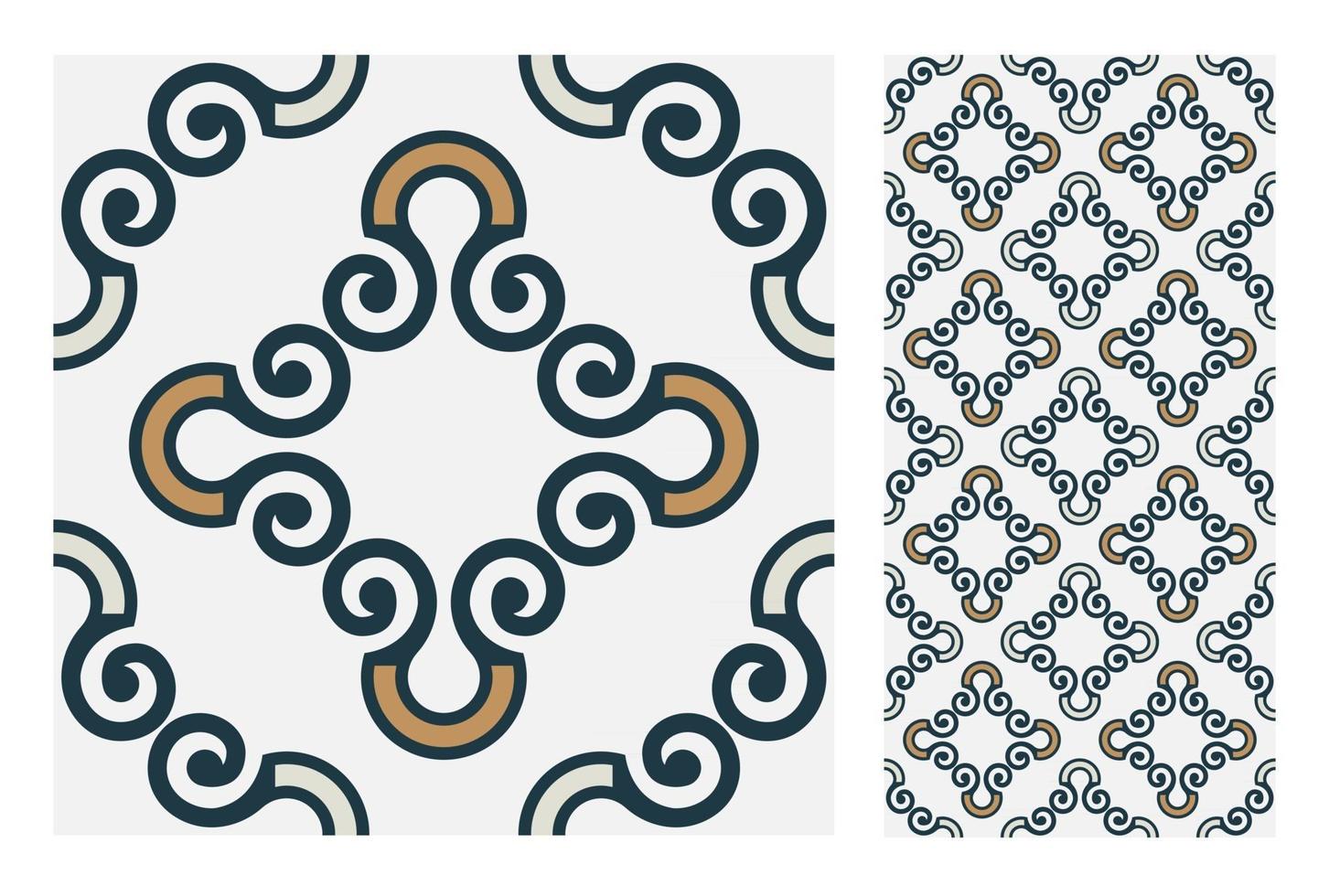 vintage tiles patterns antique seamless design vector