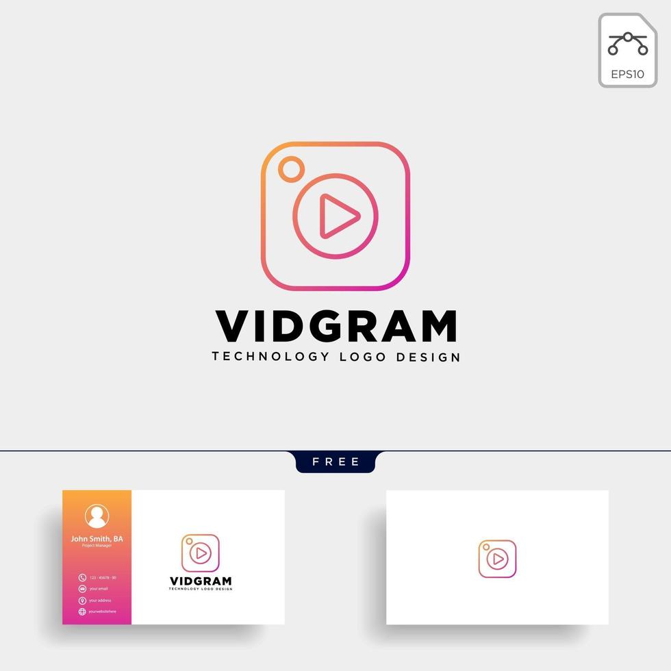 video gramo insta línea creativa plantilla de logotipo vector ilustración icono elemento vector aislado