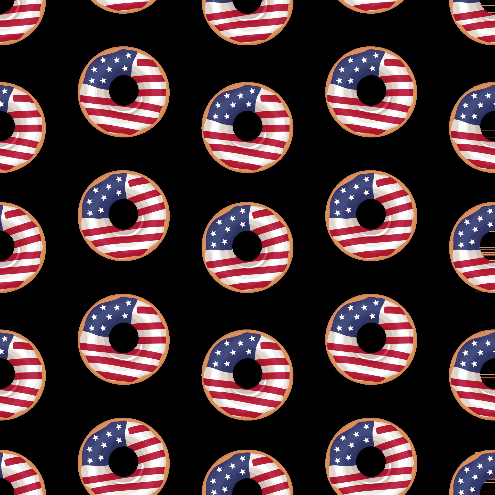 Vector seamless pattern of Glazed donut with the flag of the USA ...