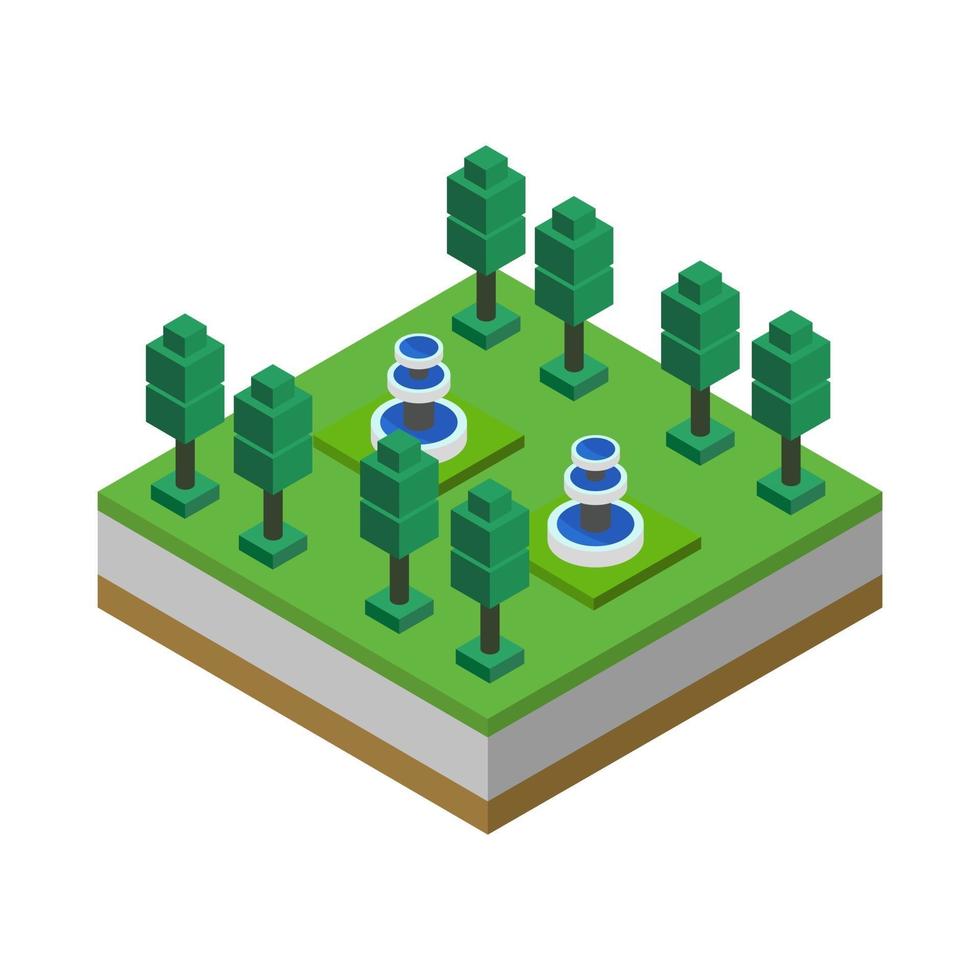 Isometric Park On White Background vector