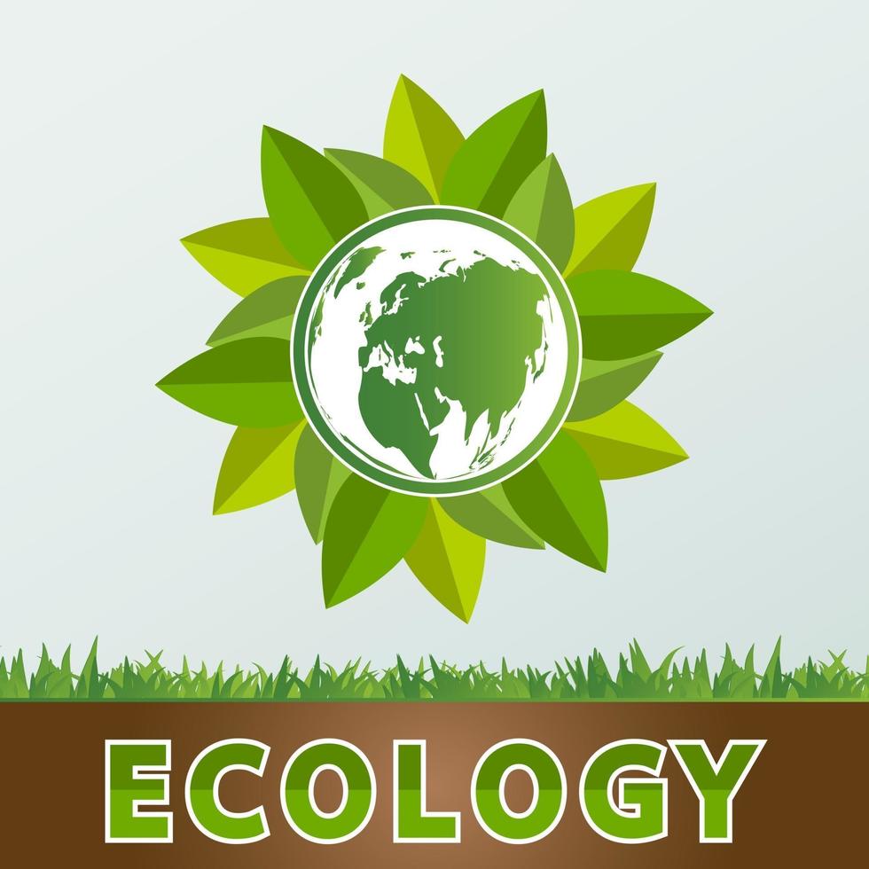 Green earth concept with leaves Ecology cities help the world with eco friendly concept ideas vector