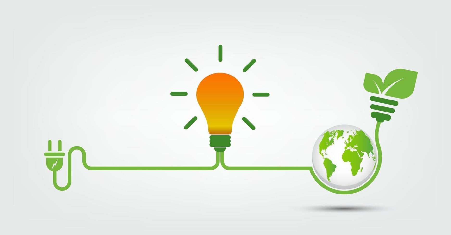 Energy ideas save the world concept Power plug green ecology vector