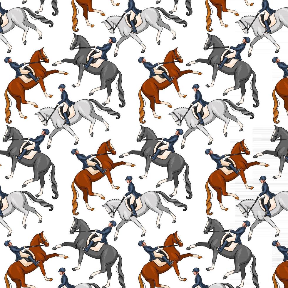 Horseback Riding Seamless Pattern Woman Riding a Horse vector