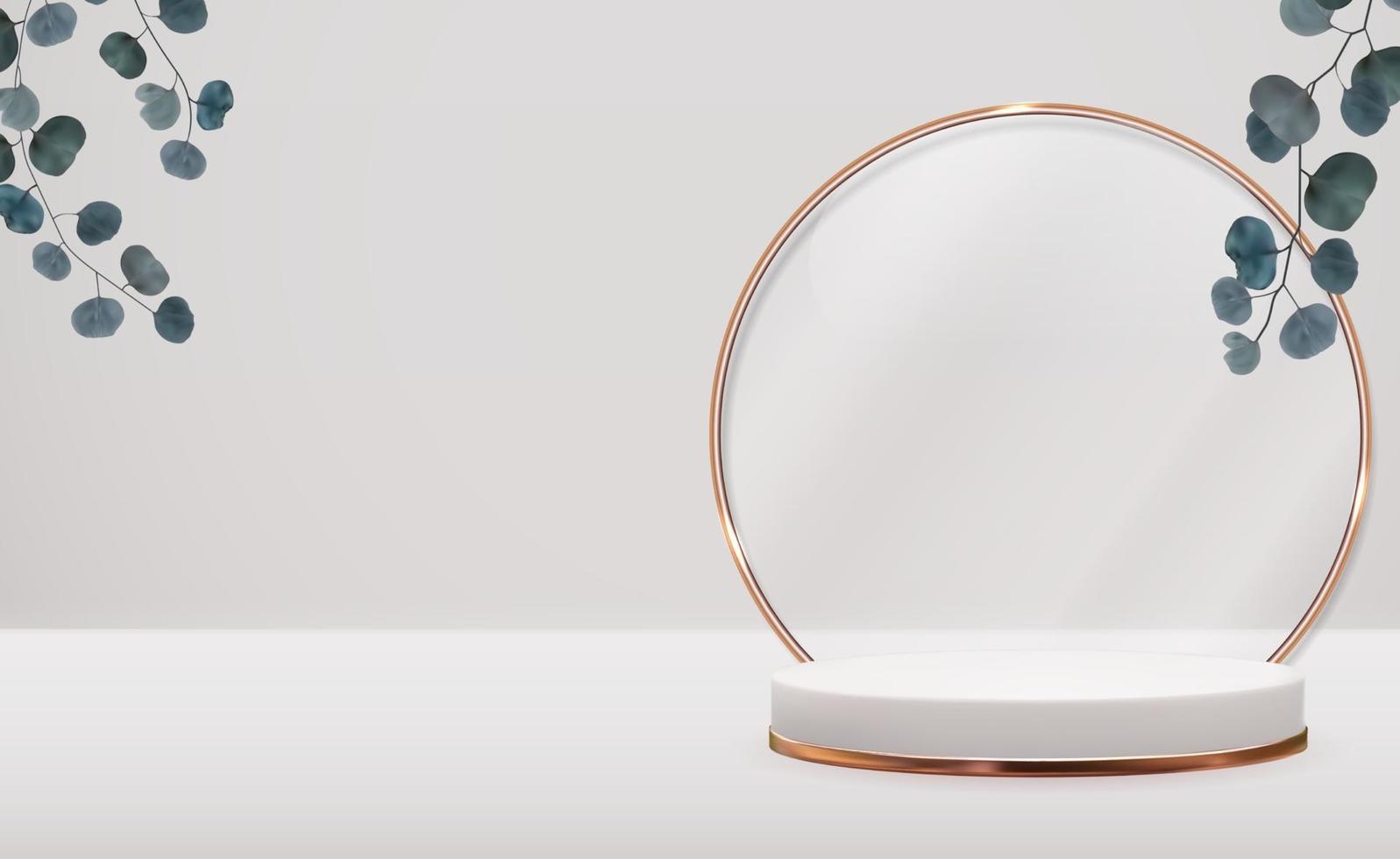 Realistic 3d pedestal with golden ring vector