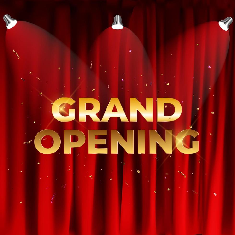 Grand Opening Card with Ribbon and Scissors Background vector