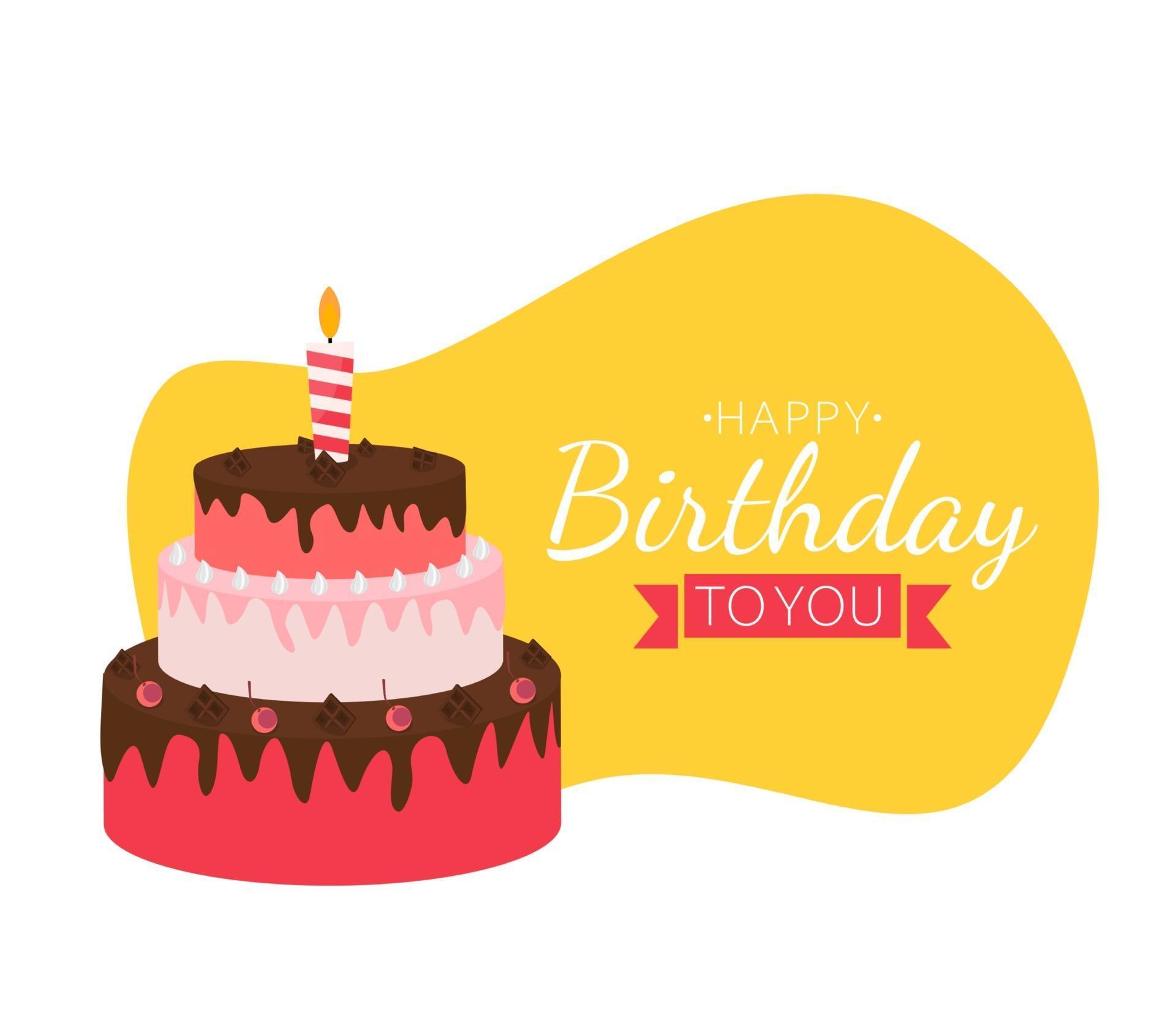 Cute Happy Birthday Background with Cake and Candles 2716844 Vector Art ...