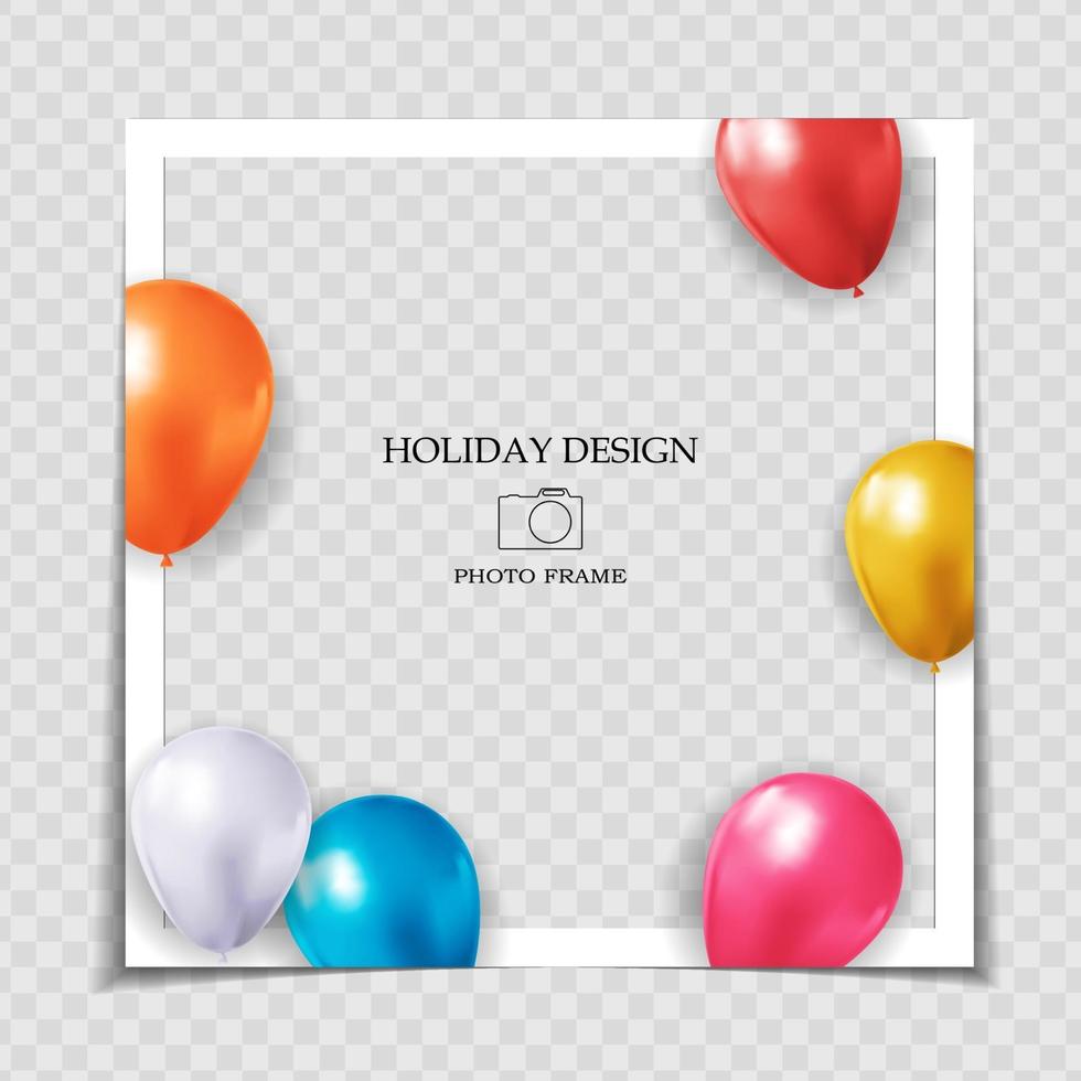 Party Holiday Photo Frame Template for post in Social Network vector