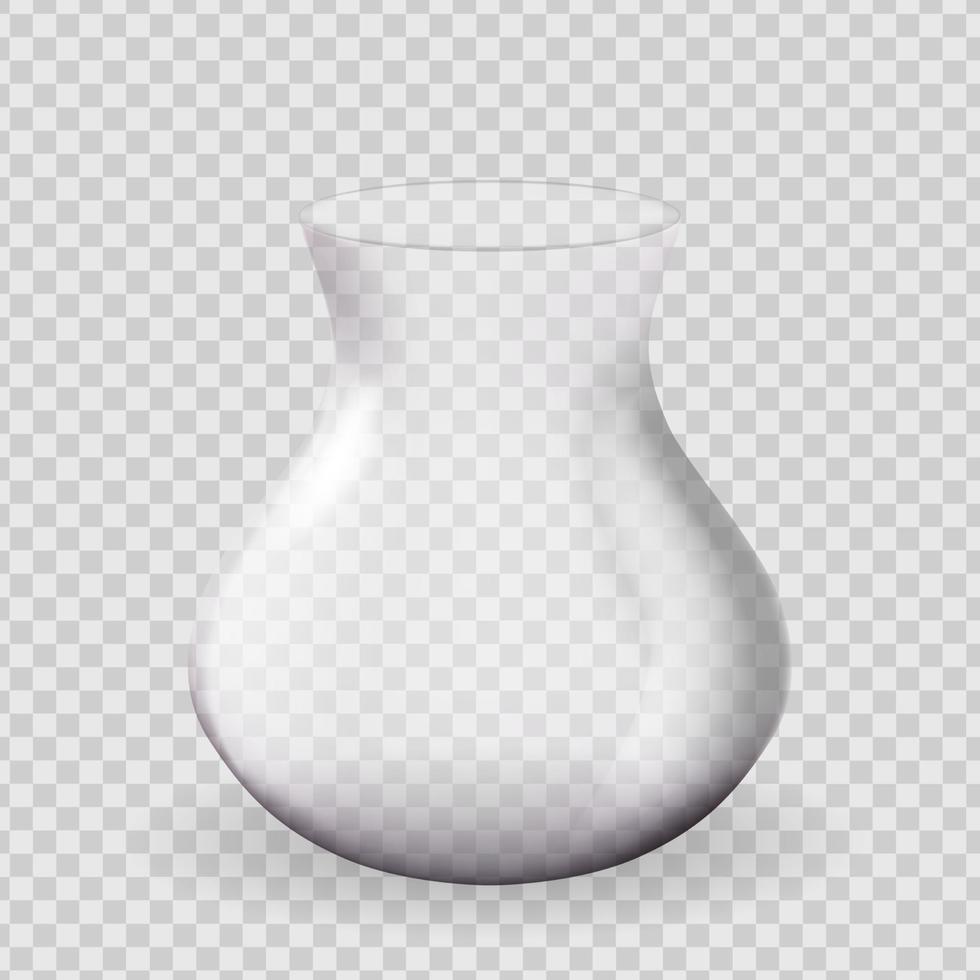 Realistic 3d Glass Vase design element on transparent vector