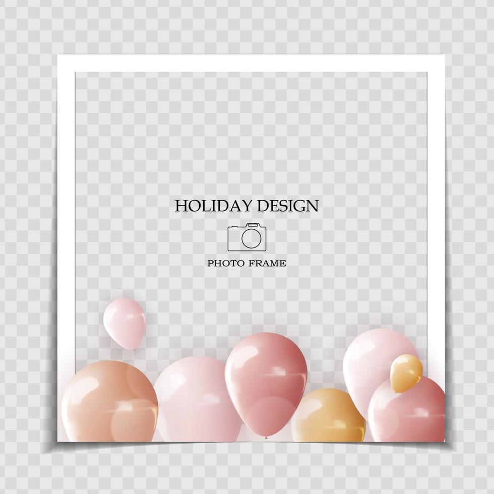 Party Holiday Photo Frame Template for post in Social Network vector