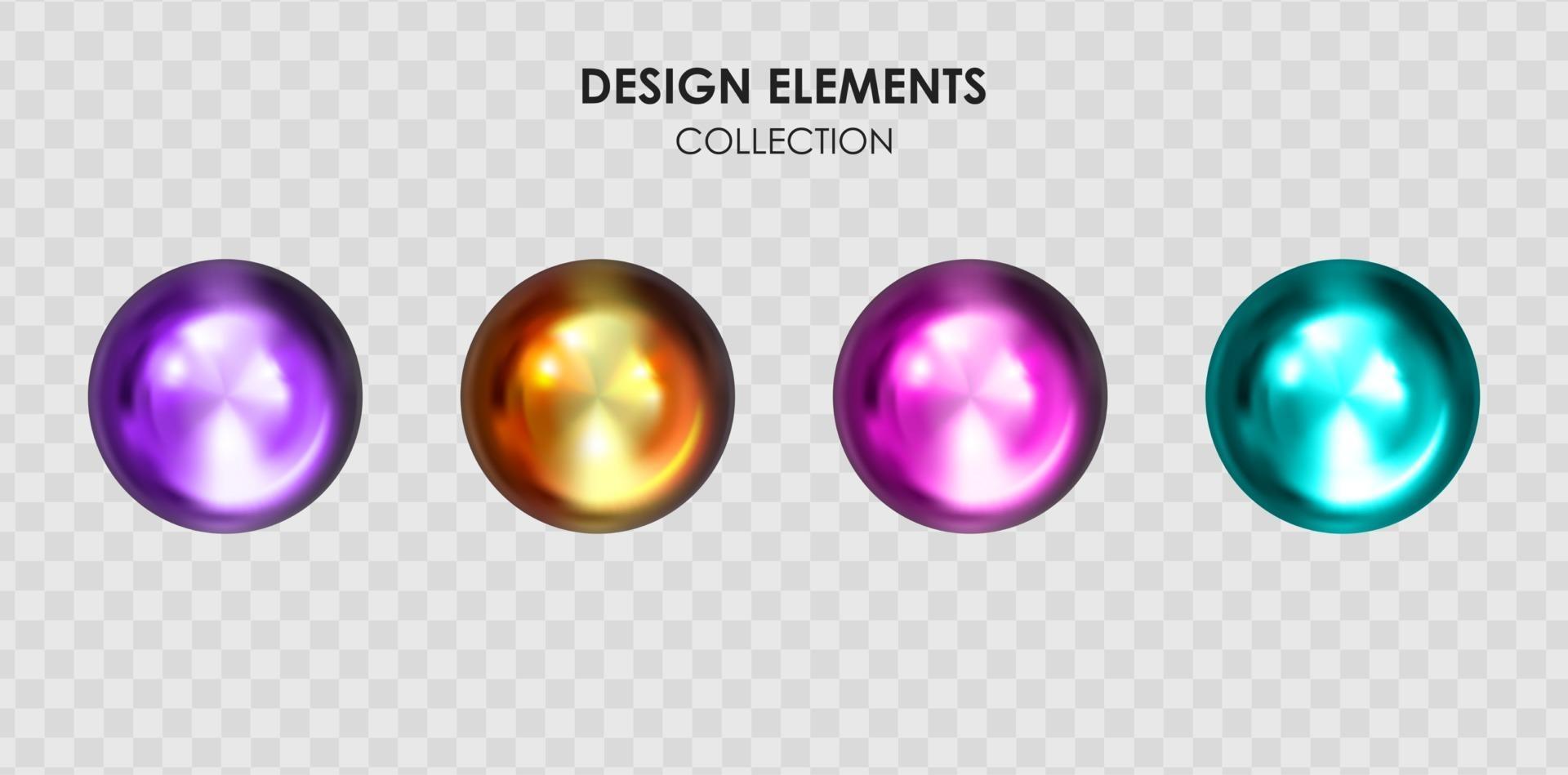 Collection set of realistic 3d render metallic color gradient geometric shapes objects elements for design isolated on transparent background vector