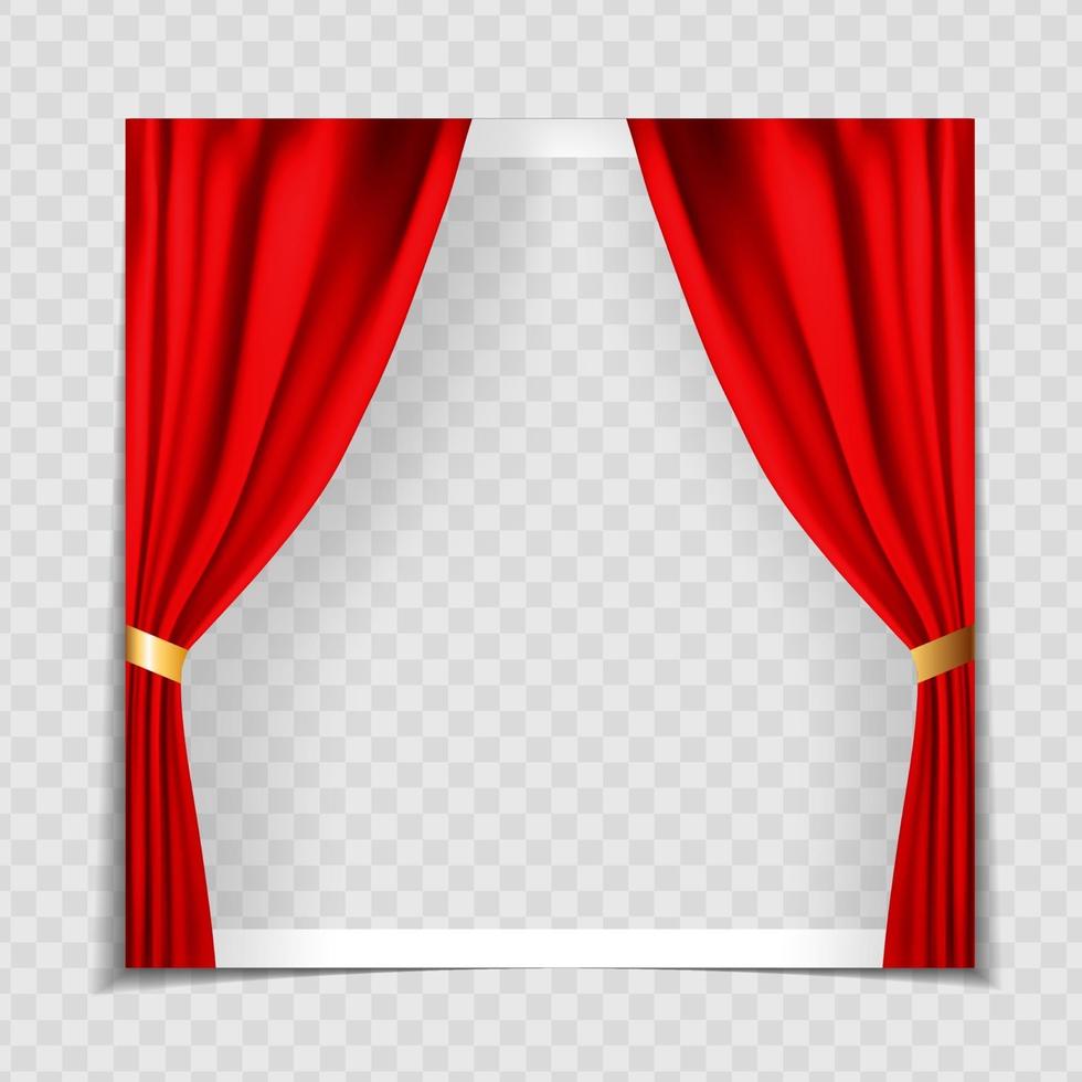 Red Cinema Curtains Background Photo Frame Template for post in Social Network vector