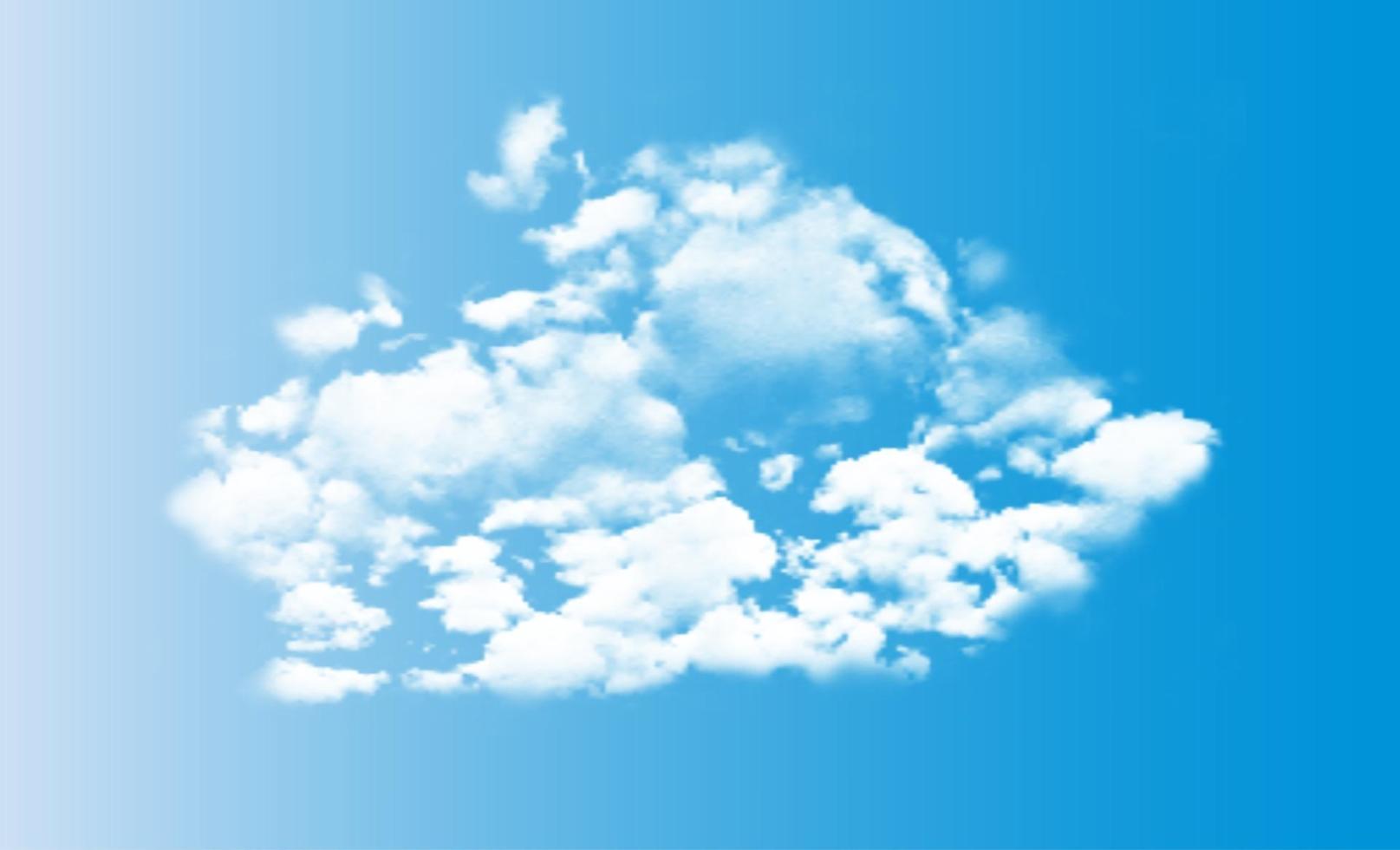 Realistic 3D white clouds on blue sky background vector