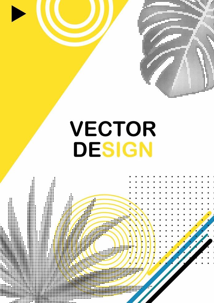 Abstract Geometric Trendy Background with Halftones Palm Leaves vector