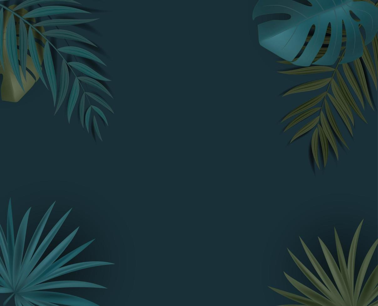 Abstract Natural Background with Tropical Palm and Monstera Leaves vector