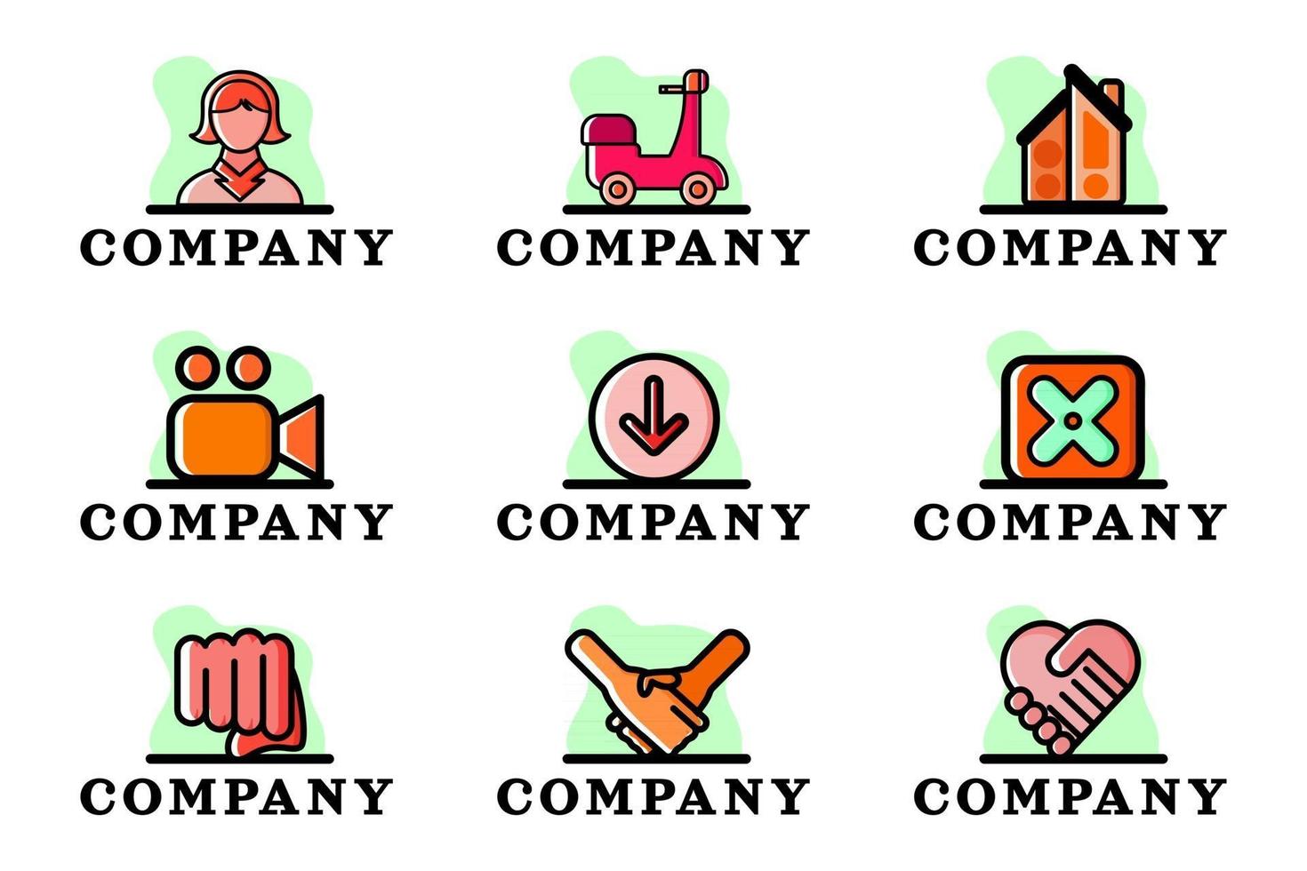 Set of Clean Company Conceptual Logo Design Vector Illustration