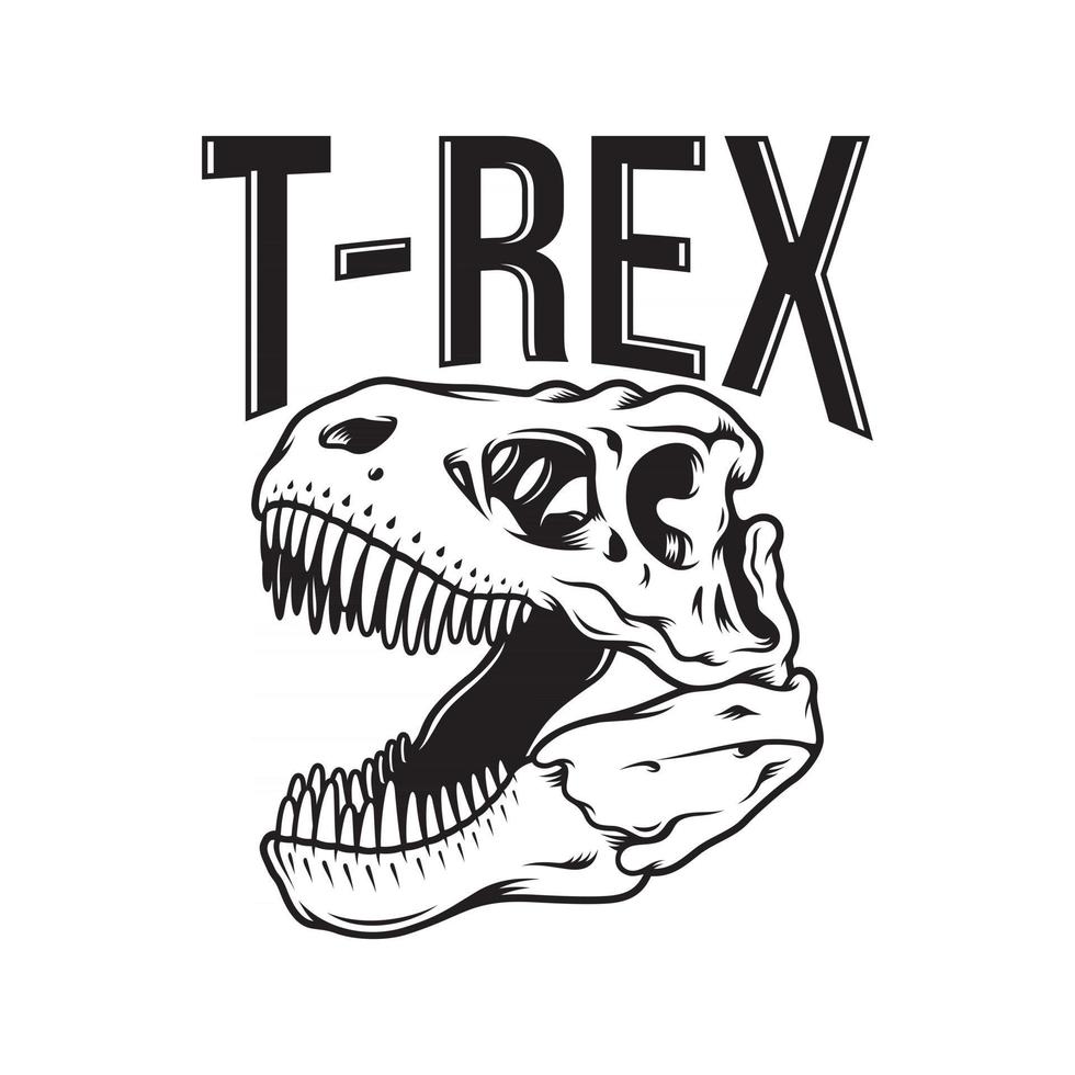 Tyrannosaurus Rex Skull On White vector