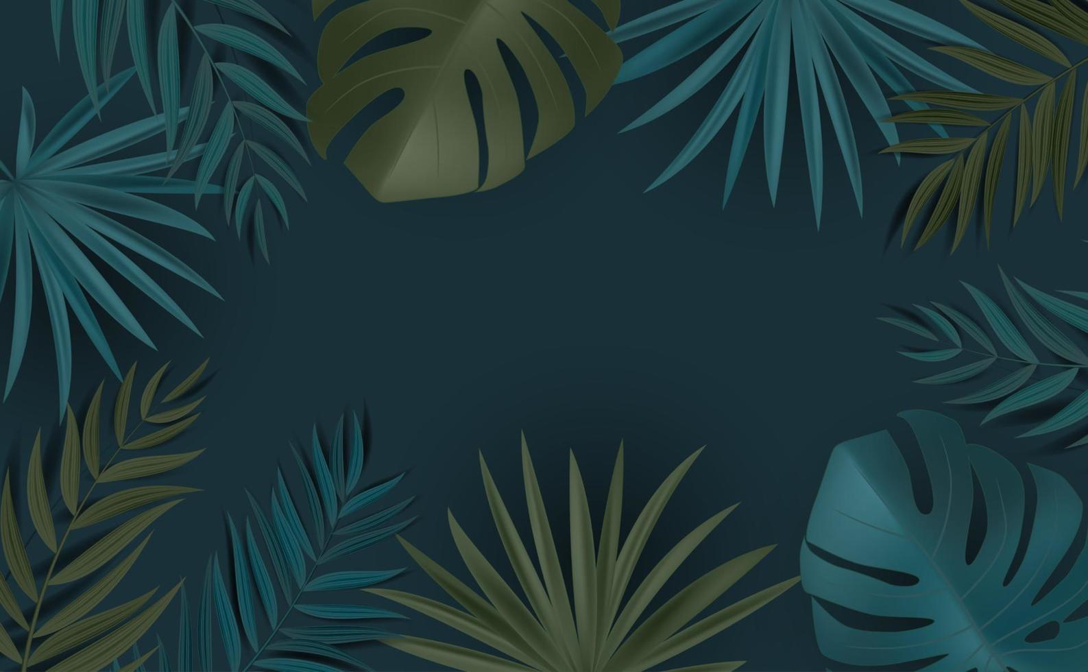 Abstract Natural Background with Tropical Palm and Monstera Leaves vector