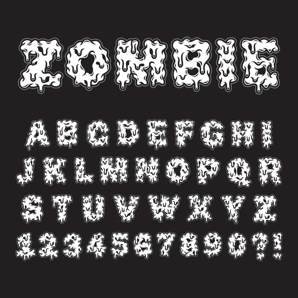 letras de zombies y monstruos vector